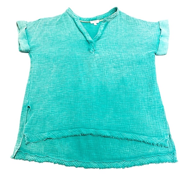 Umgee Tops - Umgee• Women’s Mary Oversized Blouse In Jade Size Medium Distressed Bohemian